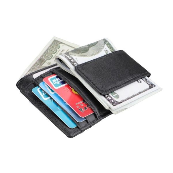 KB80 Antimagnetic RFID Crazy Horse Texture Oil Wax Leather Card Holder Wallet Billfold for Men and Women (Black) - Image 3