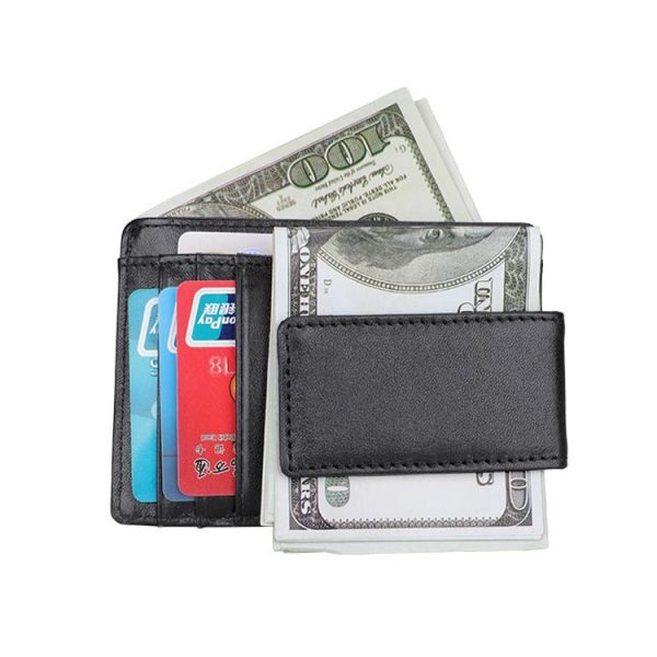 KB80 Antimagnetic RFID Crazy Horse Texture Oil Wax Leather Card Holder Wallet Billfold for Men and Women (Black) - Image 4