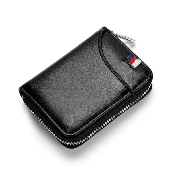 KB155 Antimagnetic RFID Zipper Leather Large-capacity Cards Holder Wallet (Black) - Image 2