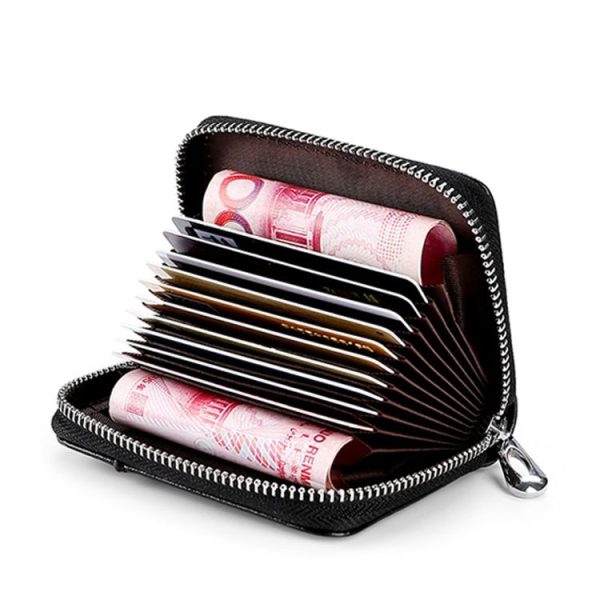 KB155 Antimagnetic RFID Zipper Leather Large-capacity Cards Holder Wallet (Black) - Image 3