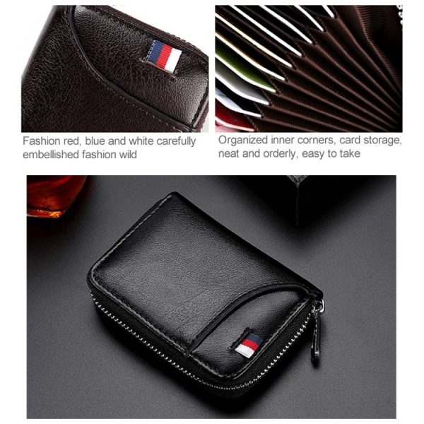 KB155 Antimagnetic RFID Zipper Leather Large-capacity Cards Holder Wallet (Black) - Image 6