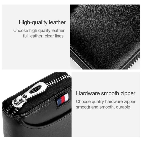 KB155 Antimagnetic RFID Zipper Leather Large-capacity Cards Holder Wallet (Black) - Image 7