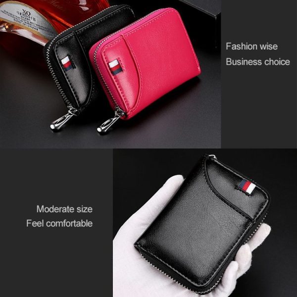 KB155 Antimagnetic RFID Zipper Leather Large-capacity Cards Holder Wallet (Black) - Image 9