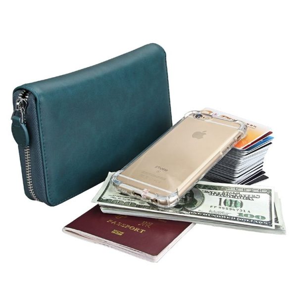 KB161 Antimagnetic RFID Long Zipper Leather Wallet Large-capacity Card Holder (Blue) - Image 10