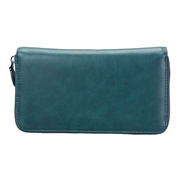 KB161 Antimagnetic RFID Long Zipper Leather Wallet Large-capacity Card Holder (Blue) - Image 2