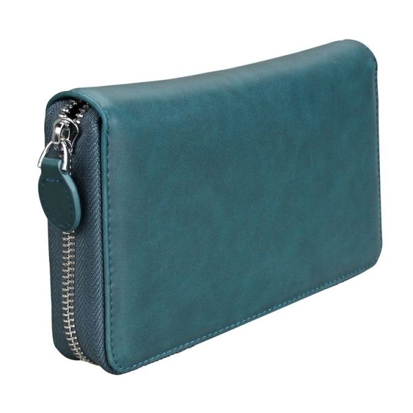 KB161 Antimagnetic RFID Long Zipper Leather Wallet Large-capacity Card Holder (Blue) - Image 3