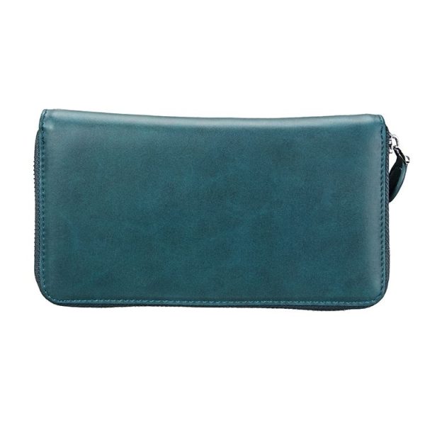KB161 Antimagnetic RFID Long Zipper Leather Wallet Large-capacity Card Holder (Blue) - Image 5