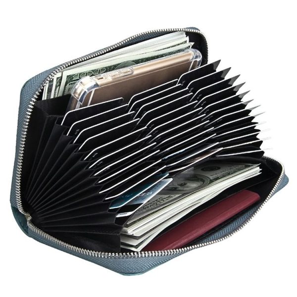 KB161 Antimagnetic RFID Long Zipper Leather Wallet Large-capacity Card Holder (Blue) - Image 6