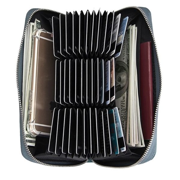 KB161 Antimagnetic RFID Long Zipper Leather Wallet Large-capacity Card Holder (Blue) - Image 7