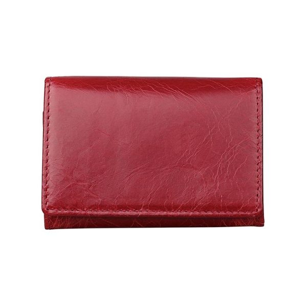 KB171 Antimagnetic RFID Crazy Horse Texture Leather Card Holder Wallet for Men and Women (Red) - Image 4