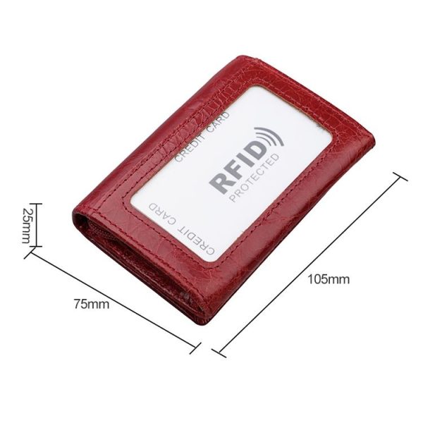 KB171 Antimagnetic RFID Crazy Horse Texture Leather Card Holder Wallet for Men and Women (Red) - Image 6
