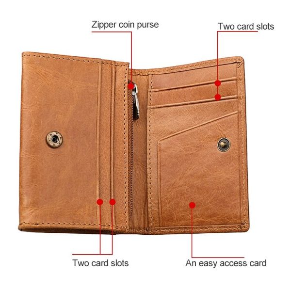 KB171 Antimagnetic RFID Crazy Horse Texture Leather Card Holder Wallet for Men and Women (Red) - Image 7