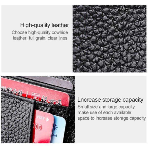 KB173 Ultrathin Litchi Texture Leather Card Holder Certificate Bag (Black) - Image 7