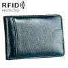 KB186 Antimagnetic RFID Mini Crazy Horse Texture Leather Billfold Card Wallet for Men and Women (Blue)
