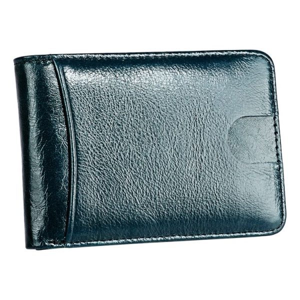 KB186 Antimagnetic RFID Mini Crazy Horse Texture Leather Billfold Card Wallet for Men and Women (Blue) - Image 2