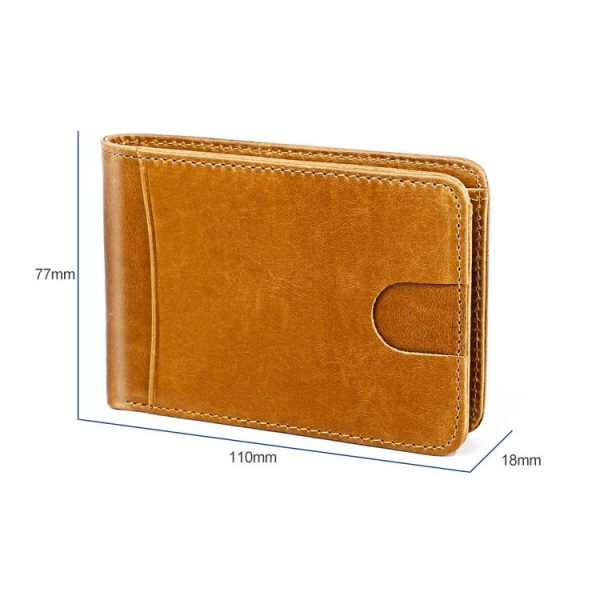KB186 Antimagnetic RFID Mini Crazy Horse Texture Leather Billfold Card Wallet for Men and Women (Blue) - Image 6