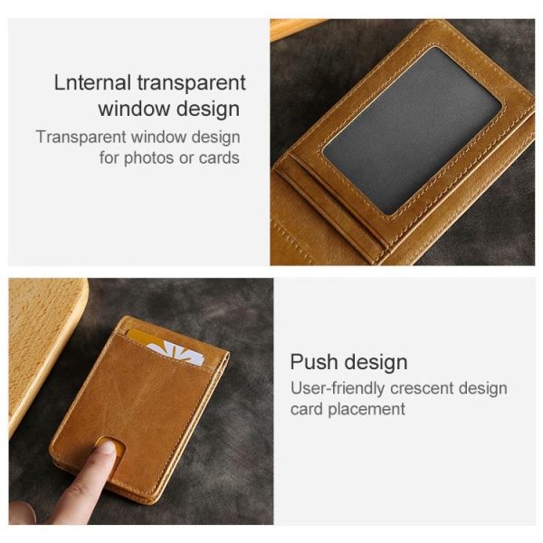 KB186 Antimagnetic RFID Mini Crazy Horse Texture Leather Billfold Card Wallet for Men and Women (Blue) - Image 9