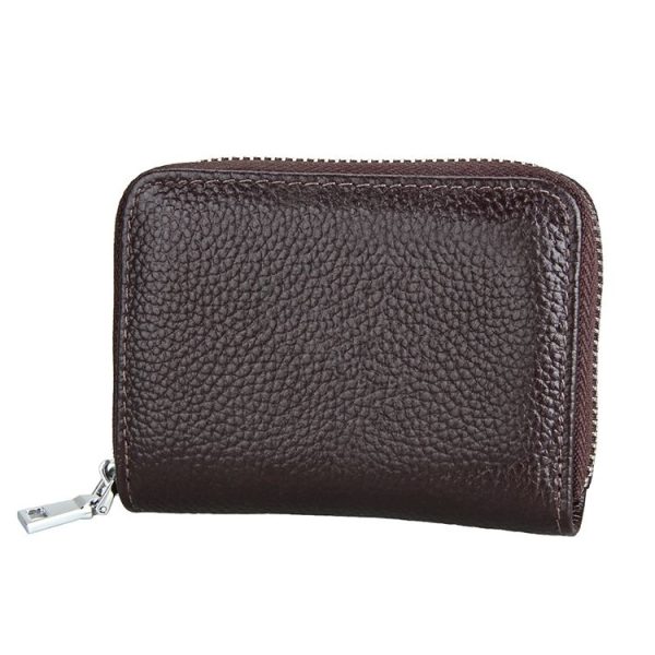 KB205 Antimagnetic RFID Litchi Texture Leather Zipper Large-capacity Card Holder Wallet (Coffee) - Image 2