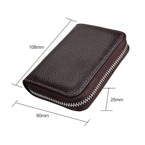 KB205 Antimagnetic RFID Litchi Texture Leather Zipper Large-capacity Card Holder Wallet (Coffee) - Image 6