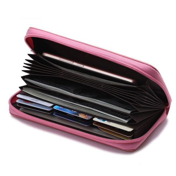 902 Antimagnetic RFID Litchi Texture Women Large Capacity Hand Wallet Purse Phone Bag with Card Slots (Pink) - Image 6