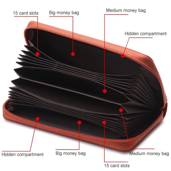 902 Antimagnetic RFID Litchi Texture Women Large Capacity Hand Wallet Purse Phone Bag with Card Slots (Pink) - Image 7