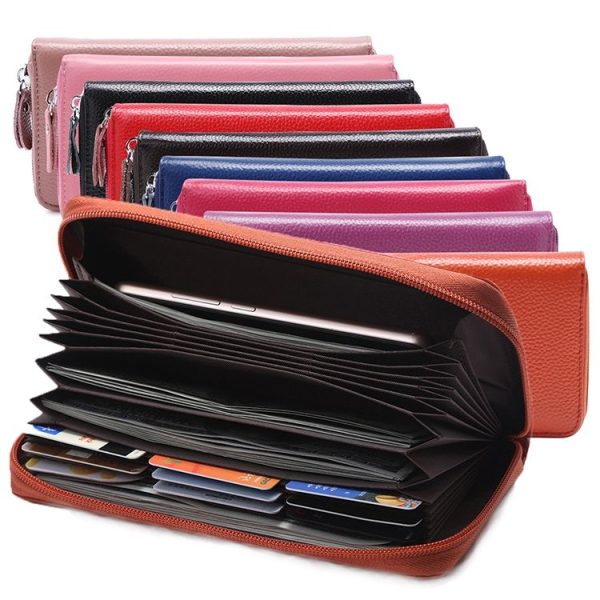902 Antimagnetic RFID Litchi Texture Women Large Capacity Hand Wallet Purse Phone Bag with Card Slots (Pink) - Image 8