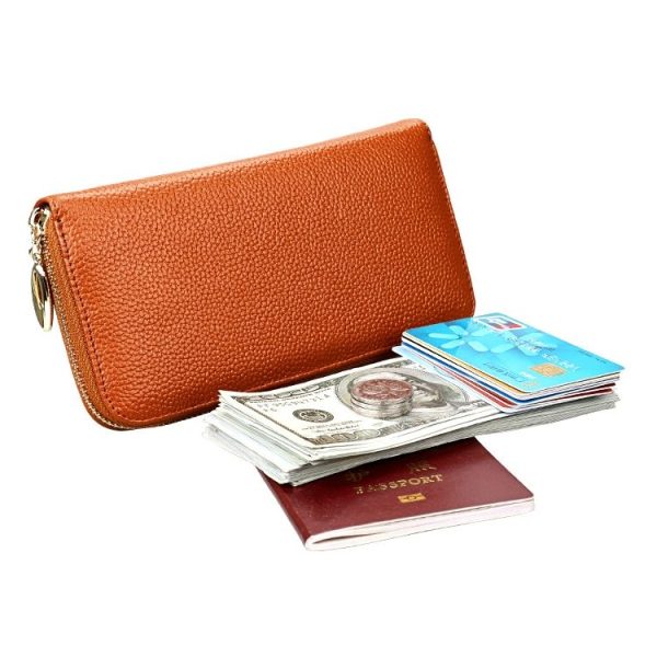 906 Antimagnetic RFID Litchi Texture Women Large Capacity Hand Wallet Purse Phone Bag with Card Slots (Brown) - Image 5