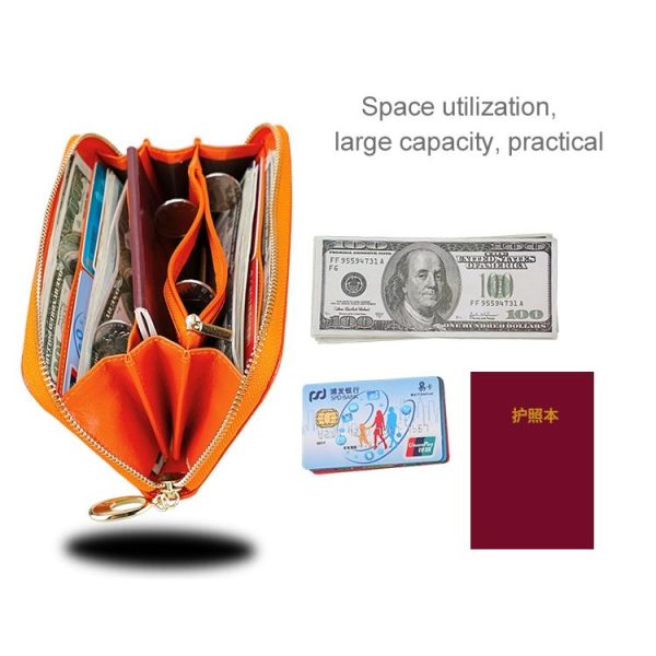 906 Antimagnetic RFID Litchi Texture Women Large Capacity Hand Wallet Purse Phone Bag with Card Slots (Brown) - Image 8