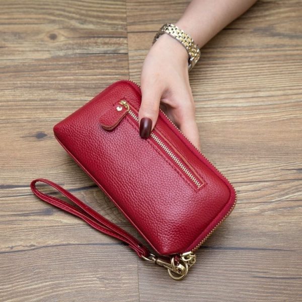 2023 Multifunctional Litchi Texture Women Large Capacity Hand Wallet with Card Slots (Blue) - Image 10
