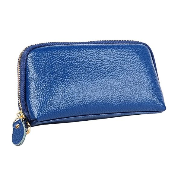 2023 Multifunctional Litchi Texture Women Large Capacity Hand Wallet with Card Slots (Blue) - Image 4