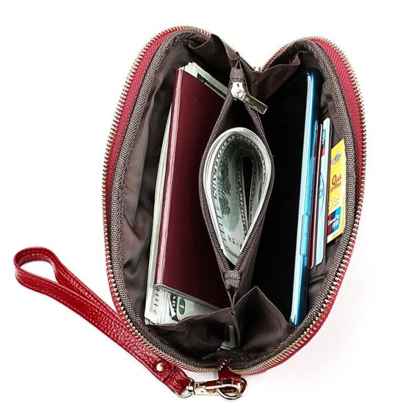 2023 Multifunctional Litchi Texture Women Large Capacity Hand Wallet with Card Slots (Blue) - Image 5