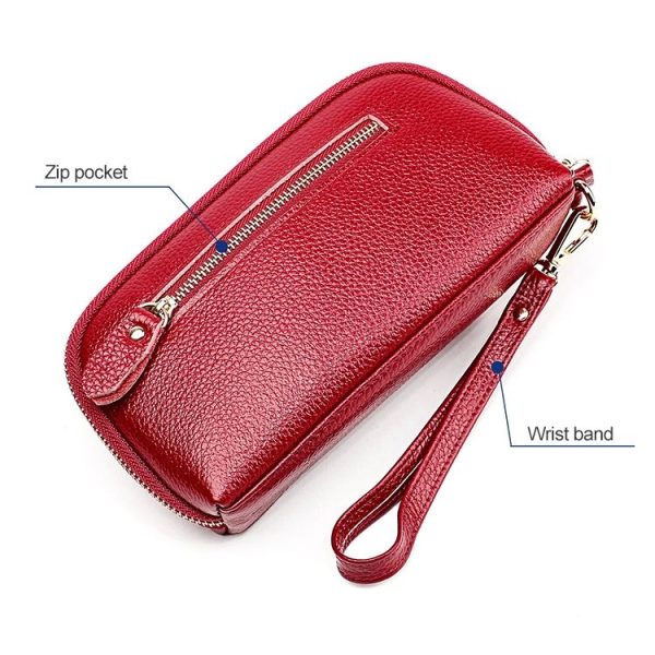 2023 Multifunctional Litchi Texture Women Large Capacity Hand Wallet with Card Slots (Blue) - Image 7