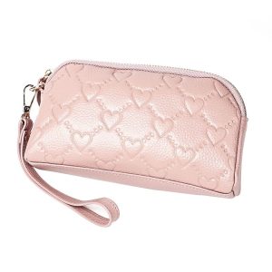 2025 Multifunctional Litchi Texture Women Large Capacity Hand Wallet Shell bag with Card Slots (Light Pink)