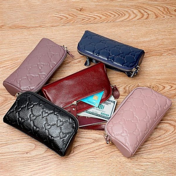 2025 Multifunctional Litchi Texture Women Large Capacity Hand Wallet Shell bag with Card Slots (Light Pink) - Image 10