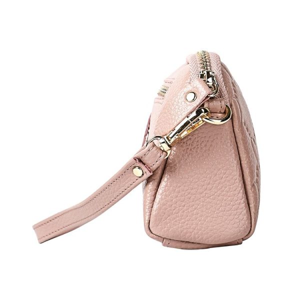 2025 Multifunctional Litchi Texture Women Large Capacity Hand Wallet Shell bag with Card Slots (Light Pink) - Image 4
