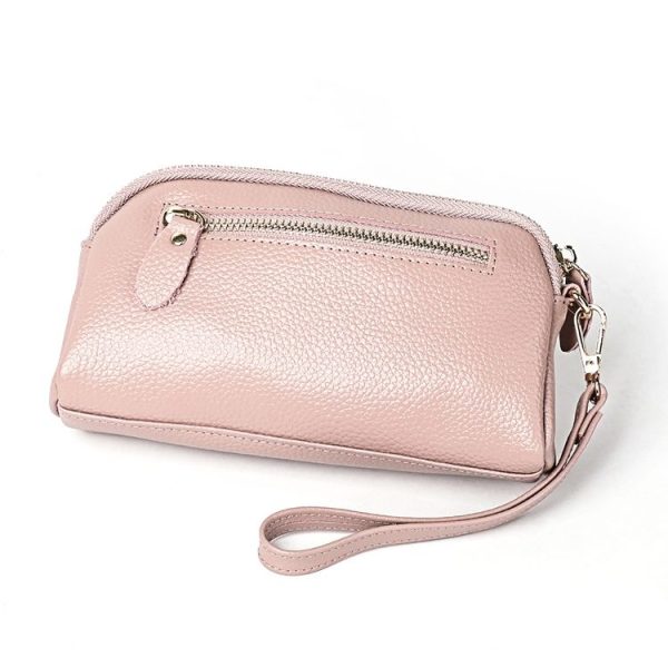 2025 Multifunctional Litchi Texture Women Large Capacity Hand Wallet Shell bag with Card Slots (Light Pink) - Image 5