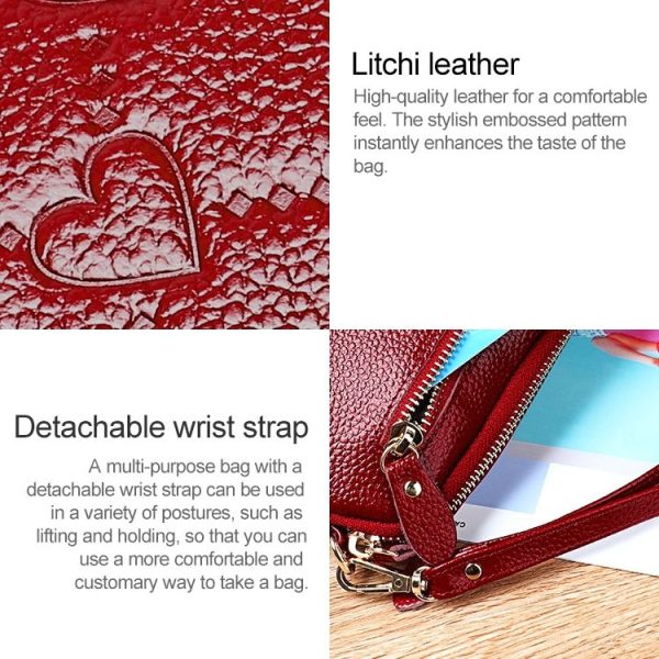 2025 Multifunctional Litchi Texture Women Large Capacity Hand Wallet Shell bag with Card Slots (Light Pink) - Image 8