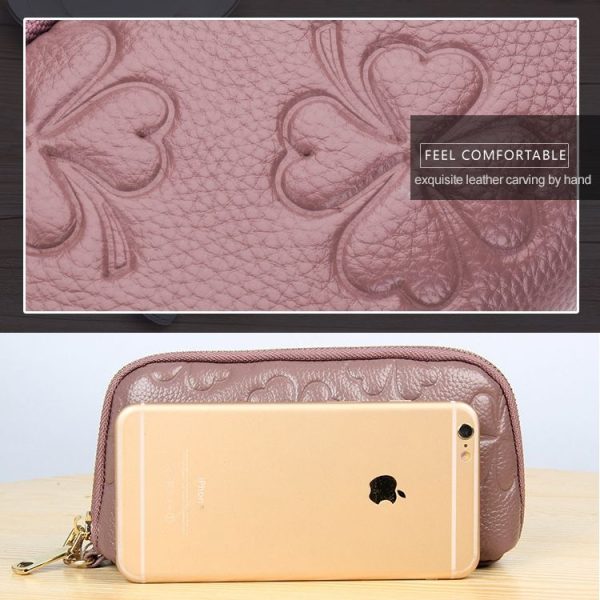2026 Multifunctional Litchi Texture Women Large Capacity Hand Wallet Shell bag with Card Slots (Rose Red) - Image 10