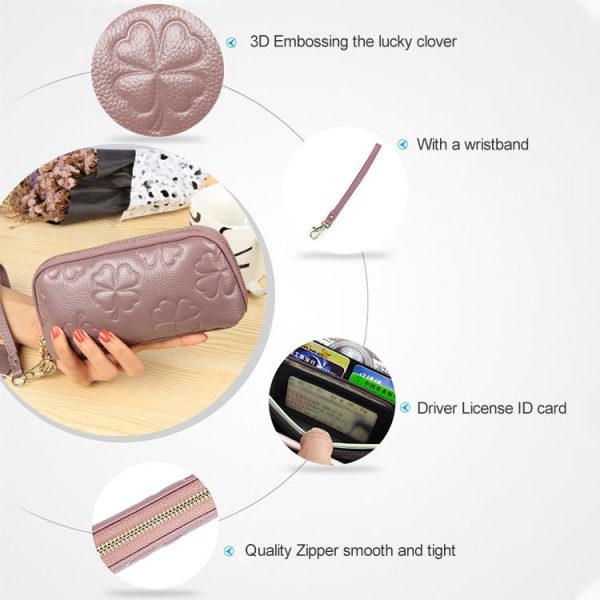 2026 Multifunctional Litchi Texture Women Large Capacity Hand Wallet Shell bag with Card Slots (Rose Red) - Image 11