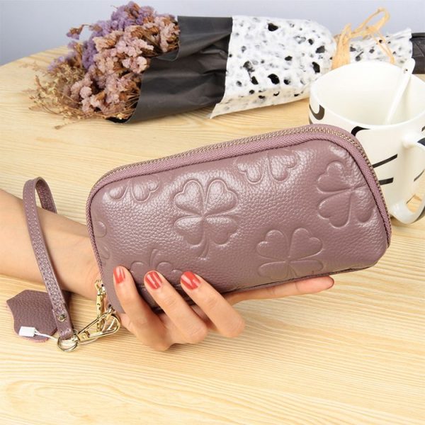 2026 Multifunctional Litchi Texture Women Large Capacity Hand Wallet Shell bag with Card Slots (Rose Red) - Image 12