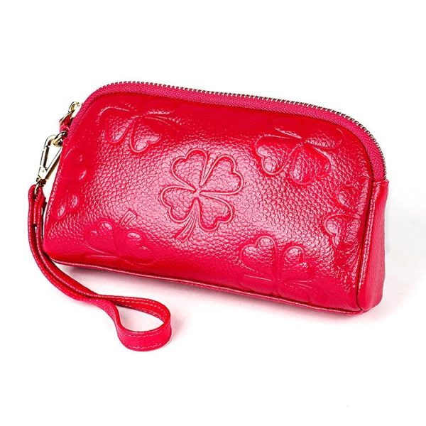 2026 Multifunctional Litchi Texture Women Large Capacity Hand Wallet Shell bag with Card Slots (Rose Red) - Image 2
