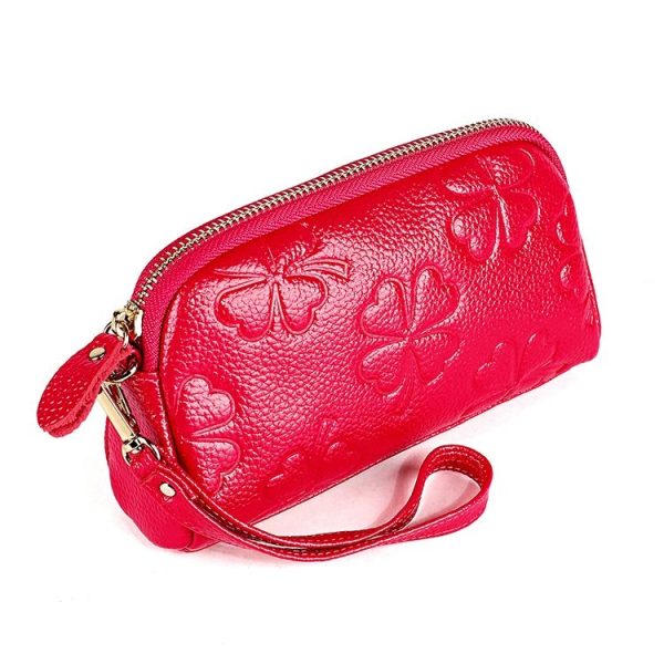 2026 Multifunctional Litchi Texture Women Large Capacity Hand Wallet Shell bag with Card Slots (Rose Red) - Image 3
