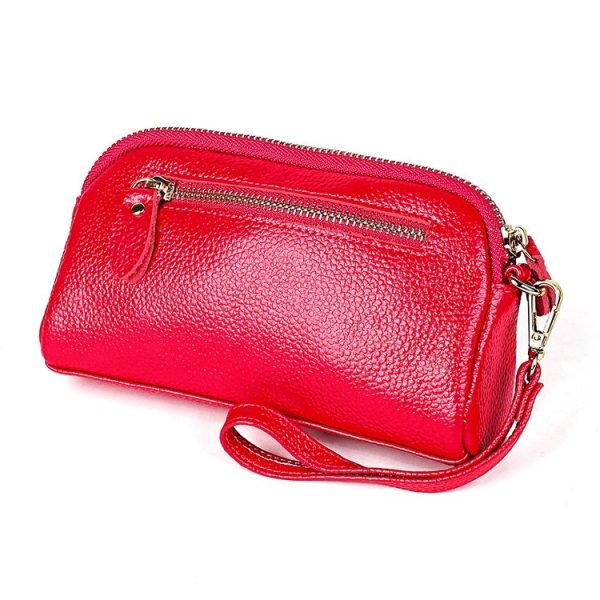 2026 Multifunctional Litchi Texture Women Large Capacity Hand Wallet Shell bag with Card Slots (Rose Red) - Image 4