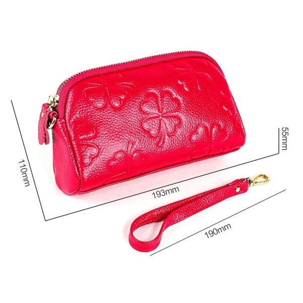 2026 Multifunctional Litchi Texture Women Large Capacity Hand Wallet Shell bag with Card Slots (Rose Red) - Image 6