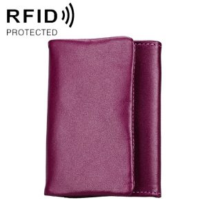 2031 Antimagnetic RFID Multifunctional Women Lock Buckle Large Capacity Hand Wallet with Card Slots (Purple)