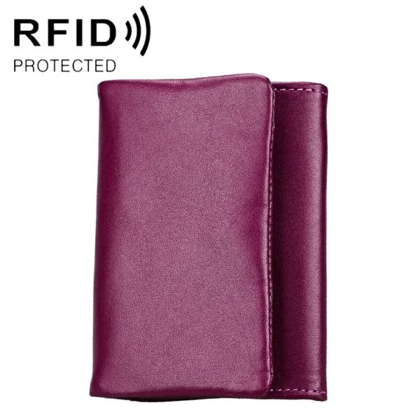 2031 Antimagnetic RFID Multifunctional Women Lock Buckle Large Capacity Hand Wallet with Card Slots (Purple)