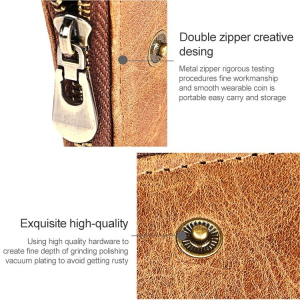 3533 Antimagnetic RFID Top-grain Leather Crazy Horse Texture Men Business Leisure Wallet (Blue) - Image 11