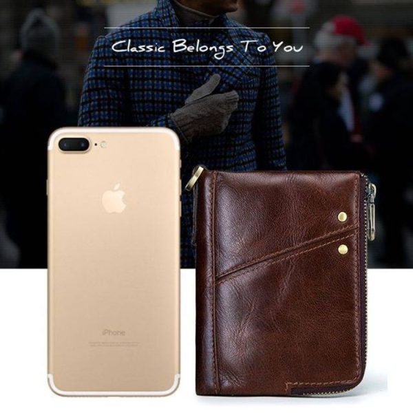 3533 Antimagnetic RFID Top-grain Leather Crazy Horse Texture Men Business Leisure Wallet (Blue) - Image 12