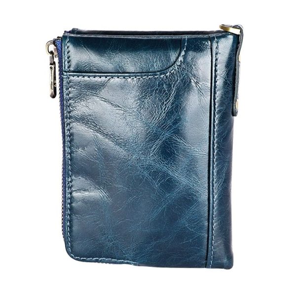 3533 Antimagnetic RFID Top-grain Leather Crazy Horse Texture Men Business Leisure Wallet (Blue) - Image 3