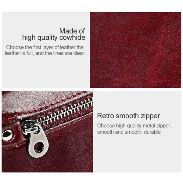 3559 Antimagnetic RFID Multi-function Zipper Retro Top-grain Leather Lady Purse Wallet (Blue) - Image 10